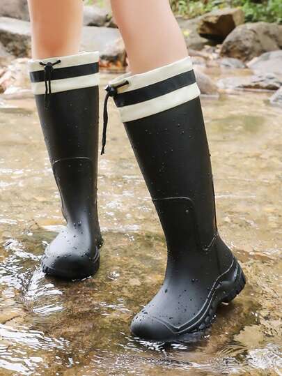 Botas de lluvia de moda minimalistas y resistentes al agua, botas de trabajo impermeables, antideslizantes y duraderas para mujeres para exteriores