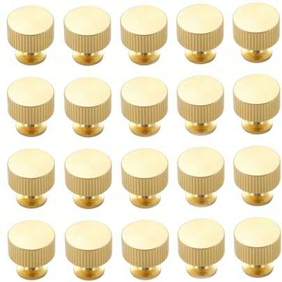 20 Pack Brushed Gold Kitchen Cabinet Knob, 28MM Aluminium Alloy Gold Kitchen Handles And Knobs For Bathroom Bedroom Closet Wardrobe,Furniture Hardware Pulls