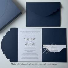 10/20/25个装三折口袋式婚礼邀请函信封，简约邀请函信封，适用于订婚、洗礼、DIY邀请函，5*7英寸邀请函，口袋式邀请函，定制邀请函，新款封面设计。圣诞贺卡