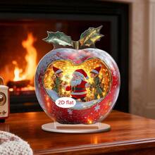 1pc Christmas Desktop Ornaments, Santa Claus Red Apple Party Supplies, Living Room Bedroom Home Decoration, Office Desktop Ornaments, Christmas Gifts 2D Acrylic - Multicolor - View 1