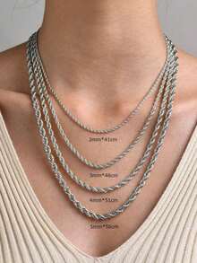 1 Stück 18K vergoldete Titan-Stahl Gedrehte Seilkette Halskette, elegantes Design für Frauen, in verschiedenen Größen erhältlich, wasserdicht und farbbeständig