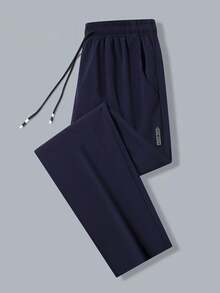 Men's Lightweight Casual Sports Pants, Elastic Waist, Solid Color, 4-Way Stretch, Unlined, Straight Leg, Suitable For Sports And Outdoor Activities, All Season - Blue - View 5