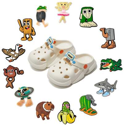 13/8/15/21 Stücke Cartoon Straßen-Muster Silikon Charms Dekorationen, Clogs Charms, Garten Schuhe Accessoires, weiche Gelee Schuh Clips Party Geschenke, Geschenk für Filmfans, Clog Liebhaber