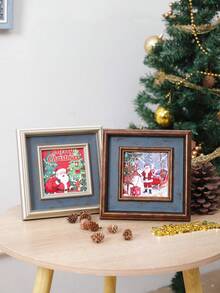 5-Inch Vintage Square Photo Frame, Classic European & American Style Rectangular Frame, Rustic Christmas Design, Wall Hanging Or Tabletop Display, Fits 5-Inch Photos, Unique Christmas & Birthday Gift For Parents - Multicolor - View 2