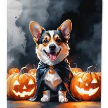 Corgi Puppy Halloween Garden Flag Mailbox Decorative Yard Banner Outside Patio Artwork For Flower Beds, Garden Size, Multicolor