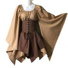 COS Halloween Performance Costume Renaissance Dress Medieval Retro Gothic Costume Cosplay Costume Stage Costume - Burgundy - View 3