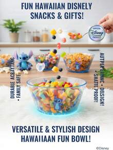 Disney And Stitch Heat-Resistant Household Salad Bowls, Cartoon Cute Transparent Large Capacity Salad Bowls, Back To School Dormitory Supplies Bowls, Wedding, Halloween, Christmas Party Food Decoration Bowls - Multicolor - View 1