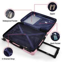 NEW YORK XPRESS Suitcase 20"/24"/28",Expandable Hardside W/Double Spinner Wheels&TSA Lock,Carry On Luggage Travel Suitcase,Student Suitcase For Back-To-School Season - 粉色 - 查看 7