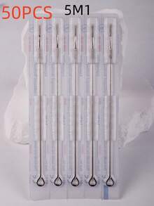 50pcs/100pcs Disposable Sterile Tattoo Needles Assortment, 3RL,5RL,7RL,9RL,5RS,7RS,9RS,5M1,7M1,9M1 Tattoo Cartridge Needles, Includes Grip Tips, Ink And Magnifier Glasses