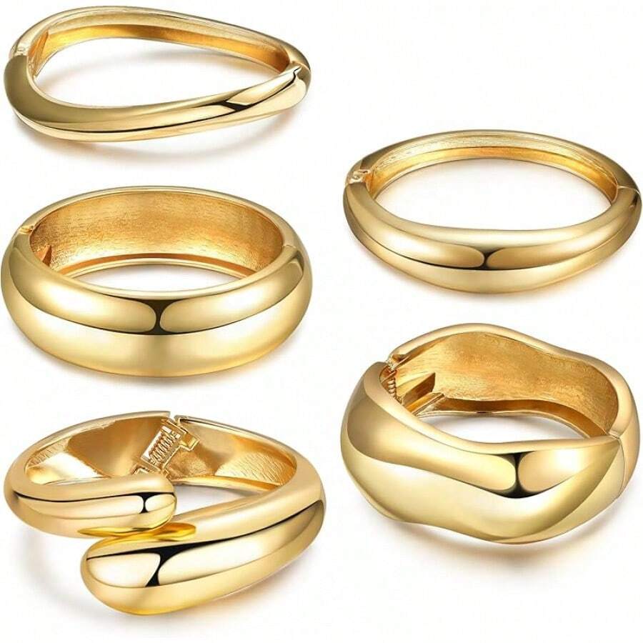 RIOSO Gold Chunky Bracelets Women Gold Bangles Thick Cuff Big Large ...