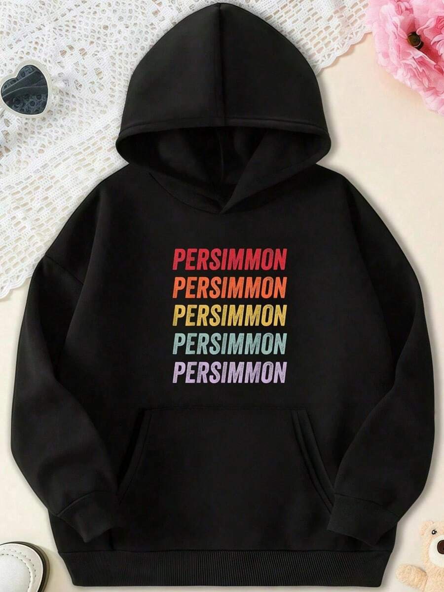 Hoodie Persimmon Hoodie,Fall Hoodies,Men's Fall Clothes,Street Wear,Halloween,Mens Hoodies,Y2k Clothes,Jesus Hoodie,Thanksgiving Day,Nightmare Before Christmas,Christmas - 黑色 - 查看 1