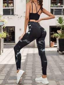 Leggings de Yoga para Mujer Tie-Dye – Alto Tiro, Sin Costuras, Silueta Perfecta | Pantalones de Ejercicio Elásticos - Comodidad y Movilidad Total - Gris oscuro - Ver 6