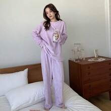 pijama teddy juvenil  dos piezas acanelada - Lila Púrpura - Ver 1
