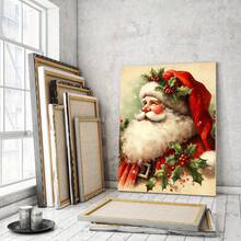 1pc Vintage Santa Claus Canvas Poster - Frameless Christmas Wall Art Decor With Santa'S Face Holiday Colors - Indoor/Outdoor Decoration For Living Room, Kitchen, Office - Perfect Christmas Gift For Home Decoration, Festive Artwork, Highquality Print, Seasonal Decorators