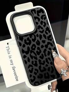 Cheetah, Leopard Print 1pc Fashion Full Coverage Leopard Print Painted Textured Black Matte Anti-Fall TPU Phone Case Compatible With Apple 16 15 14 13 12 11 17 Pro Max, Unisex - Multicolor - View 3