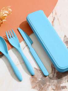 1 Set Posate Portatili, Set di Posate in Plastica Portatili con Coltello, Forchetta e Cucchiaio con Custodia, Posate in Plastica Rinforzata, Posate da Campeggio, Set di Posate Riutilizzabili per Picnic e Uso Quotidiano (con Scatola di Conservazione), Set di Posate in Plastica con Custodia, Cucchiaio, Coltello, Forchetta, Posate da Campeggio Portatili per Uso Quotidiano, Esterno, Picnic, Viaggio (Grande), Forniture Scolastiche, Essenziali per il Ritorno a Scuola, Regali di Natale