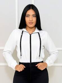 Jaqueta Blusa feminina Corta Vento Com Capuz Moda Outono Inverno a Top