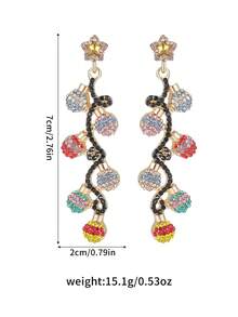 1 Pair Christmas Earrings For Women Rhinestone Chritsmas Tree,Fashion Christmas Light Bulb Dangle Earring For Holiday Festival Costume Jewelry