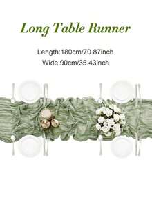 Room Decor 1pc, 90*180cm Cheesecloth Bohemian Polyester Table Runners,Pleated Atmospheric Table Runner,Solid Color Table Cover,Holiday Desktop Decoration Fabric Table Runner,Home Decoration,Dining Table Decor,Room Decor,Wedding Decor