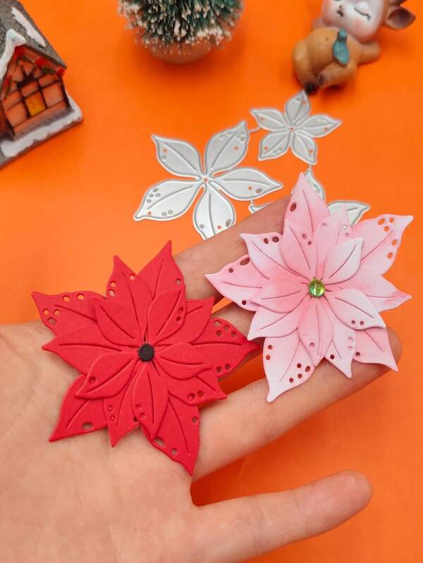 سكين معدني لقطع الأشكال، قالب لقطع أزهار عيد الميلاد، قالب من الصلب الكربوني لقطع وتركيب الألواح الرقيقة، أدوات صنع بطاقات التهنئة والديكور والتطريز المنزلي