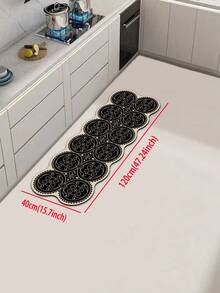 1pc Silicone Kitchen Mat With High-End Line And Flower Splice Gradient Pattern, Light Luxury And Fashionable Style, Cushioning Fatigue-Resistant, Water-Absorbent Quick-Drying And Anti-Slip Kitchen Rug, Simple Silica Gel Soft Rubber Mat, Suitable For Kitchen, Bathroom, Entrance, Laundry Room And Other Places. ,Room Decor - Black - View 14