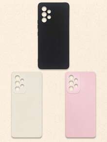 3 piezas Fundas de teléfono de silicona de unicolor minimalista en negro, blanco y rosa compatibles con 17 Pro Max y teléfonos Galaxy, cubiertas protectoras, estuche de teléfono básico y lindo como regalo de primavera - Multicolor - Ver 43