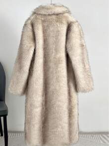 2025秋冬新款女士宽松中长款仿皮草轻薄外套，适合夜间外出、日常穿着、街头风、旅行、早午餐、乡村音乐节等场合。 - 淺灰色 - 查看 7