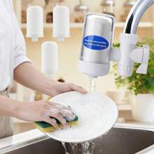 Filtro de grifo con núcleo de filtro de cerámica, sistema de filtración multicapa compuesto. El filtro de malla fina puede bloquear eficazmente la , el óxido y las impurezas invisibles en el agua, proporcionando un flujo de agua talla grande limpia y talla grande clara. Ángulo de agua fácilmente ajustable, sin necesidad de inclinarse, operación flexible y conveniente para limpiar áreas altas o bajas.