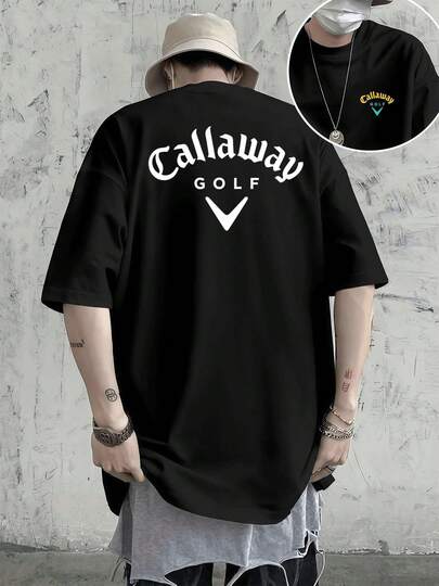 プラスサイズ ゴルフグラフィックTシャツ 高品質両面プリントコットン 長持ち リラックスフィット モダン デイリー - オールシーズン着用