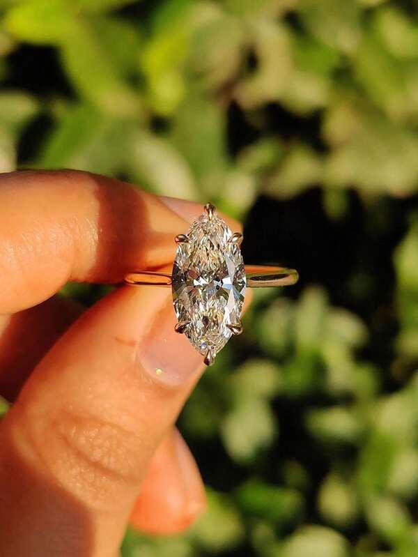 1 Peça Anel Exuberante e Requintado de Zircônia de Olho de Cavalo de 1ct-3ct, Prata 925 para Mulheres, Anel de Noivado e Casamento, Joia Nupcial Fina para Aniversário e Presente de Aniversário