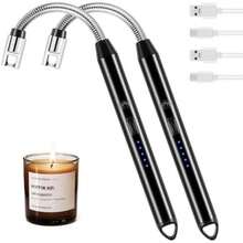 , Encendedor Electrico Recargable con Indicador de Batería, Encendedor Arco Eléctricos para Encender Velas, Gas, Barbacoa, Cocina y Fuegos Artificiales, Apagado Inteligente(Encendedor Electrónico, 2 Packs) - Tipo 2 - Ver 2