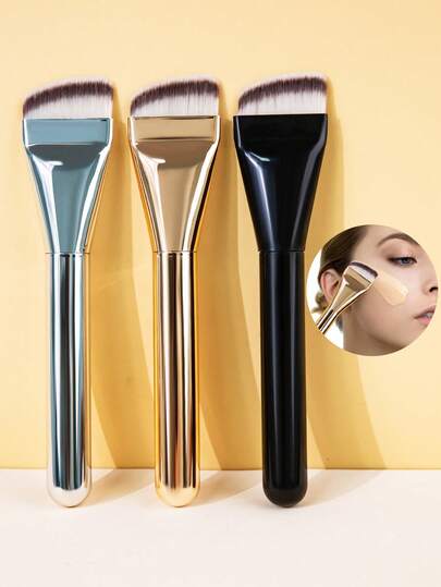 SEPROFE 1pc Ultra-Thin Foundation Brush, Angled Face Mask Brush, Multi-Functional Foundation Brush, Makeup Brush For Cream/Liquid Foundation, Spa Mask Application Tool, High-Quality Soft Fiber Handle, Seamless And Easy To Clean