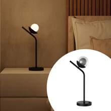 Modern Tilted Table Lamp With Switch And 10cm Glass Globe Home And House Decoration For Living Room, Bedroom, Headboard - 黑色透明球體 - 查看 2