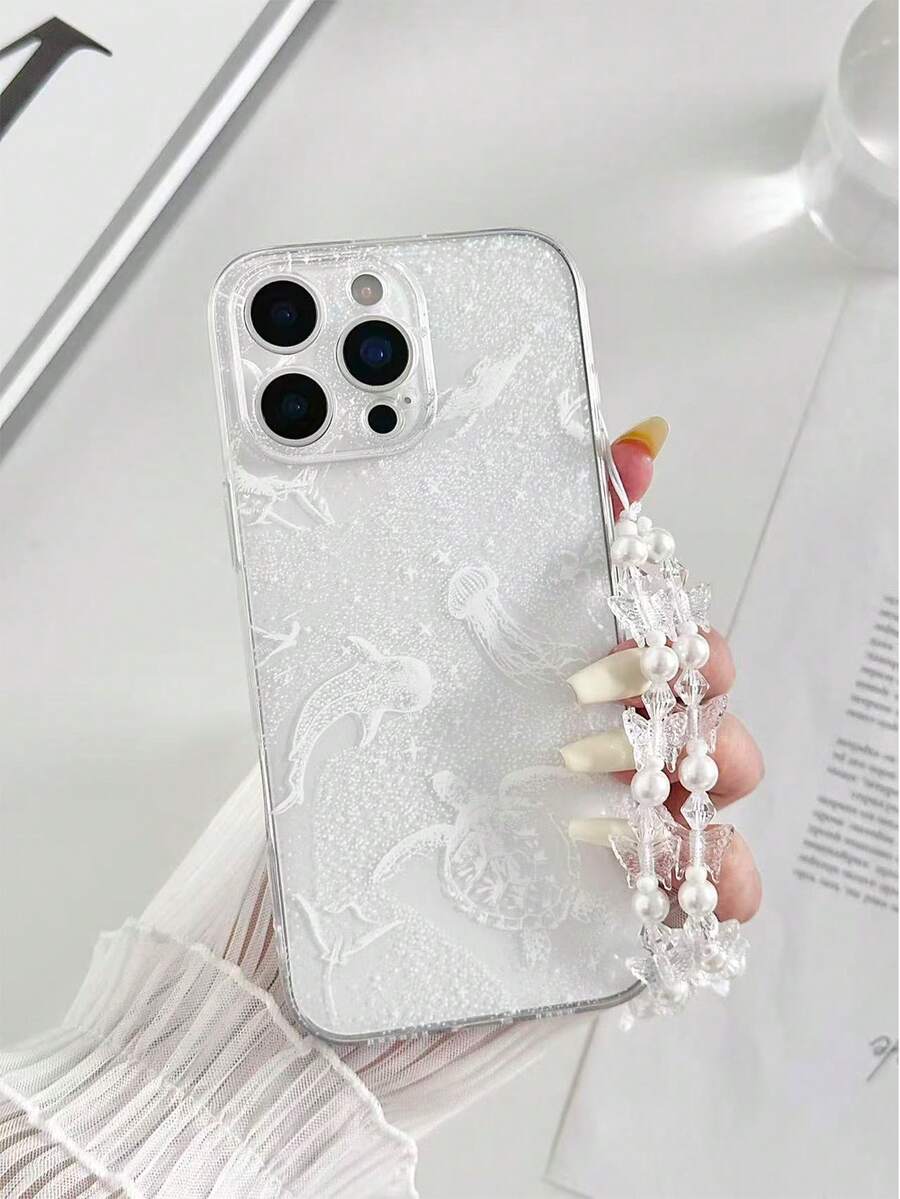 Funda de teléfono transparente con pintura perforada de precisión y de colores para evitar caídas