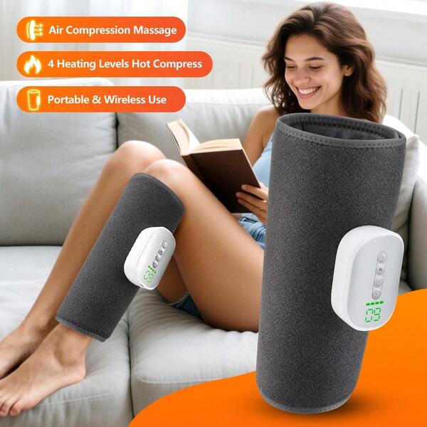 Electric 360°Air Pressure Calf Massager 4 Modes 8 Levels Wireless Airbag Leg Muscle Foot Relaxation With Heat 2000mAh
