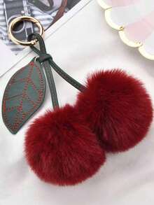 New Plush Cherry Fruit Keychain Car Key Chain Bag Pendant Backpack Decoration Activity Gift Winter - borgoña - Ver 4