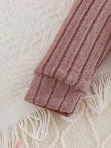 Set de 2 piezas de top de manga larga con lazo y pantalones acampanados con parches en color albaricoque y rosa para niña, para otoño/invierno