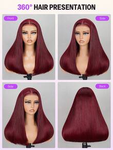 MEGALOOK Salon-Grade Luxury 99J Burgundy 6x5 Lace Front Wig, 200% Density Double Drawn Smooth Straight Hair, Pre-Plucked & Pre-Cut, Beginner-Friendly 99J Burgundy Long Wavy Wig, Suitable For Women's Party Looks, Y2K Aesthetic, Halloween, Holidays - S99J - View 6