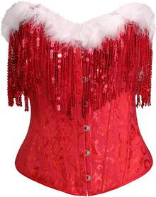 Women's Waist Cincher Bustier Boned Corset With  Design In 2025 - Red Christmas - View 4