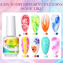 Nail Blooming Gel, 15ml Clear Clear U V Led Blossom Gel Polish For Spreading Effect Marble Natural Stone Watercolor Floral Print Nail Art DIY Design Manicure Valentine's Day Gift{"Color_name":"BloomingNailGel"} - 綻放指甲膠 - 查看 3