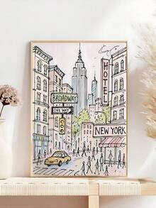 1pc Modern New York City Art Print Poster, New York Poster, Paris Art Print Poster, Feminine Wall Art, City Print, Aesthetic Wall Print, Pink Wall Art, Bedroom Decor, Living Room Decor, Office Decor, Dorm Decor,Wall Arts, Wall Decor, Home Decor, Room Decor, Canvas Wall Art, Posters, Wall Art With Frame, Optional Frame ﻿ ﻿ ﻿ ﻿