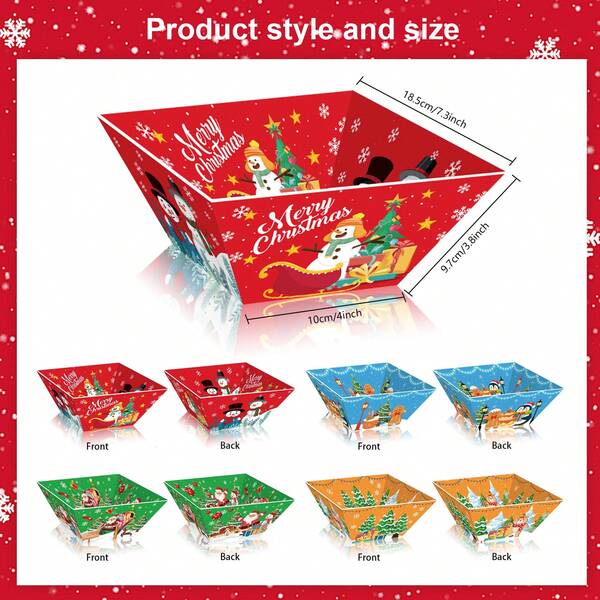 4 قطع/عبوة صندوق هدايا عيد الميلاد غير مغطى، رجل ثلج عيد الميلاد، رجل زنجبيل، رنة، مجموعة هدايا بابا نويل، علبة ورقية لحفلات الحلوى والبوشار والشوكولاتة