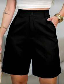 Tailored Bermuda Shorts Without Belt - Gringa Fashion - Black - View 2