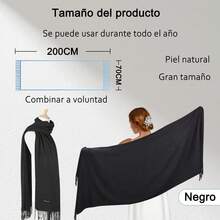Bufanda para Mujer, Chal de Pashmina Suave, Moda y Elegancia, 200 * 70cm - Negro - Ver 2