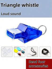 1pc Blue Or Black (Random Triangle Design) Referee Whistle, Loud 3-Tone Emergency Survival Whistle, Suitable For Basketball, Camping, Hiking, Emergencies