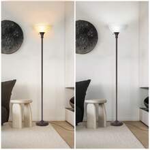 HonoDing Floor Lamp Frosted White Glass Bowl Shade - For Room Decor - Bedroom Decor - Floor Lamp For Bedroom - Floor Lamps For Living Room (Brown) - US A Type Plug(110-127V) - View 5