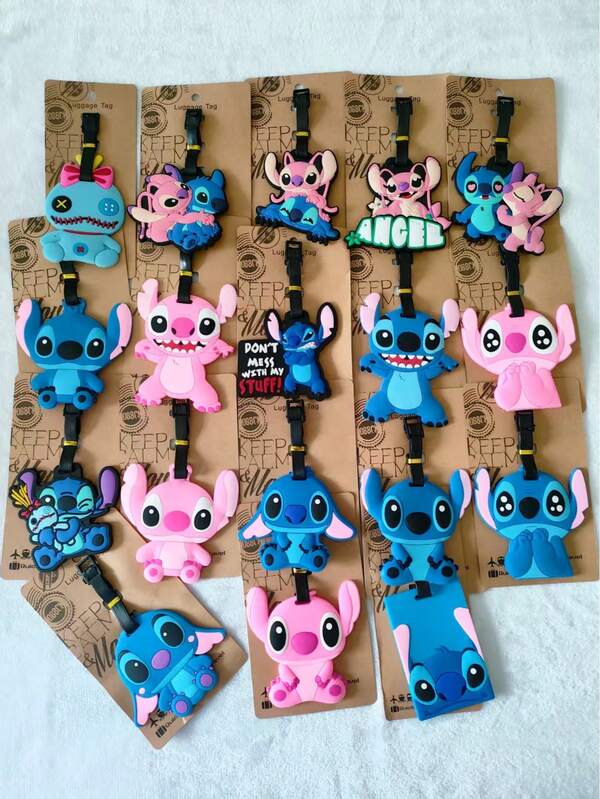Disney 1pc Anime Cute Stitch Luggage Tag Luggage ID Holder Luggage Boarding Tag Portable Tag