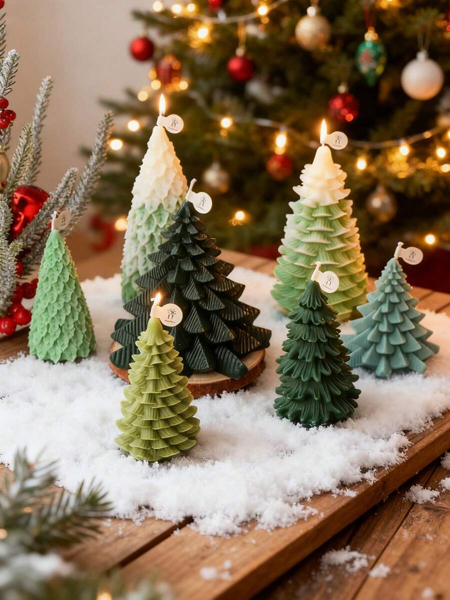 4 - Piece Christmas Tree Silicone Mold Set: Craft Stunning Holiday Candles With Ease! - White - View 1