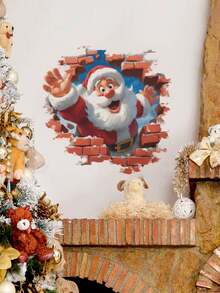 1PC Removable PVC Wall Decals – [3D Three-Dimensional Wall-Breaking Santa Claus Wall Stickers, Christmas Snowman Decorations, Christmas Reindeer Pulling A Sleigh]Self-Adhesive Waterproof Wall Stickers For Home Decor, Room Decor, Wall Decor, And Kitchen – Easy To Apply, Ideal For Living Room, Bedroom, Or Office Christmas Decorations Christmas Decorations Home