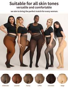 One-Piece Plus-Size Women's High-Waist Thermal Lined Thermal , Elegant Colors, Suitable For A Variety Of Clothing Combinations, Can Be Worn As A Layer Or As An Outer Layer, Suitable For Cold Weather, Casual And Formal Occasions, A Must-Have For Warmth In Autumn And Winter, Cozy - Bronze - View 2